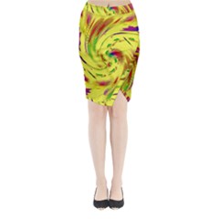 Leaf And Rainbows In The Wind Midi Wrap Pencil Skirt