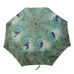 Peacock Feathers Macro Folding Umbrellas by GiftsbyNature