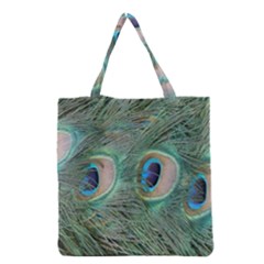 Peacock Feathers Macro Grocery Tote Bag by GiftsbyNature