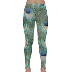 Peacock Feathers Macro Yoga Leggings  by GiftsbyNature