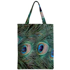 Peacock Feathers Macro Zipper Classic Tote Bag by GiftsbyNature