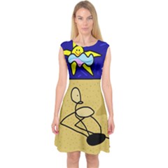 Sunbathing Capsleeve Midi Dress