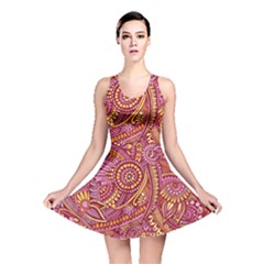 Pink Yellow Hippie Flower Pattern Zz0106 Reversible Skater Dress by Zandiepants