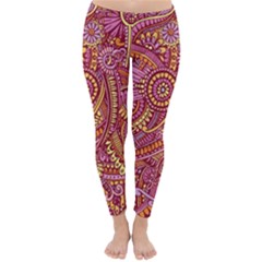 Pink Yellow Hippie Flower Pattern Zz0106 Winter Leggings  by Zandiepants