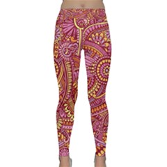 Pink Yellow Hippie Flower Pattern Zz0106 Yoga Leggings  by Zandiepants