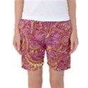 Pink Yellow Hippie Flower Pattern Zz0106 Women s Basketball Shorts View1