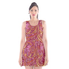 Pink Yellow Hippie Flower Pattern Zz0106 Scoop Neck Skater Dress by Zandiepants