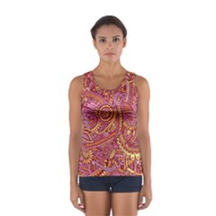 Pink Yellow Hippie Flower Pattern Zz0106 Women s Sport Tank Top  by Zandiepants