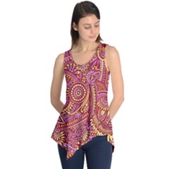 Pink Yellow Hippie Flower Pattern Zz0106 Sleeveless Tunic by Zandiepants