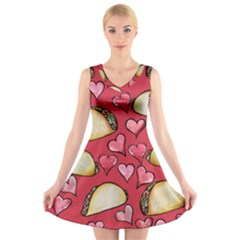 Taco Tuesday Lover Tacos V-neck Sleeveless Skater Dress by BubbSnugg