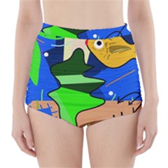 Aquarium  High-waisted Bikini Bottoms by Valentinaart