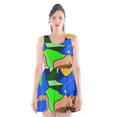 Aquarium  Scoop Neck Skater Dress