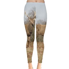 Red Deer Stag On A Hill Leggings  by GiftsbyNature