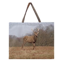 Red Deer Stag On A Hill Zipper Large Tote Bag by GiftsbyNature