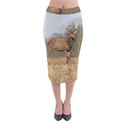 Red Deer Stag On A Hill Midi Pencil Skirt by GiftsbyNature