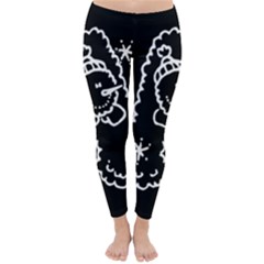 Funny Snowball Doodle Black White Winter Leggings  by yoursparklingshop