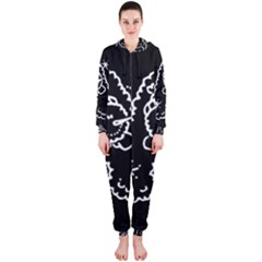 Funny Snowball Doodle Black White Hooded Jumpsuit (ladies)  by yoursparklingshop