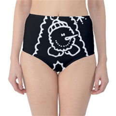 Funny Snowball Doodle Black White High-waist Bikini Bottoms