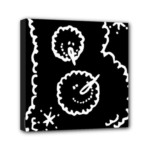 Funny Black And White Doodle Snowballs Mini Canvas 6  X 6  by yoursparklingshop