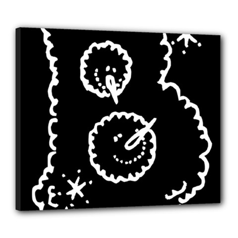 Funny Black And White Doodle Snowballs Canvas 24  X 20 