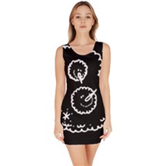 Funny Black And White Doodle Snowballs Sleeveless Bodycon Dress by yoursparklingshop