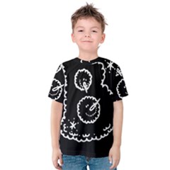 Funny Black And White Doodle Snowballs Kids  Cotton Tee