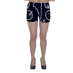 Funny Black And White Doodle Snowballs Skinny Shorts by yoursparklingshop