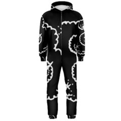 Funny Black And White Doodle Snowballs Hooded Jumpsuit (men) 