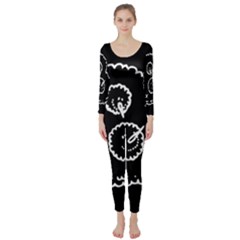 Funny Black And White Doodle Snowballs Long Sleeve Catsuit by yoursparklingshop