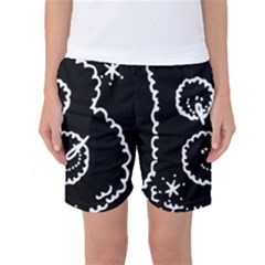 Funny Black And White Doodle Snowballs Women s Basketball Shorts