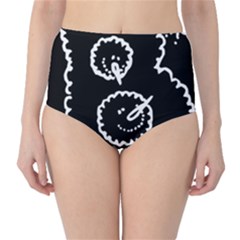 Funny Black And White Doodle Snowballs High-waist Bikini Bottoms