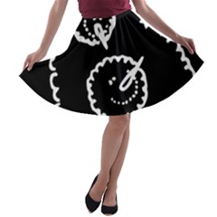 Funny Black And White Doodle Snowballs A-line Skater Skirt