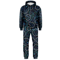 Blue Abstract Decor Hooded Jumpsuit (men) 