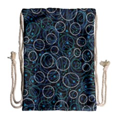 Blue Abstract Decor Drawstring Bag (large)