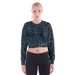 Blue Abstract Decor Women s Cropped Sweatshirt by Valentinaart