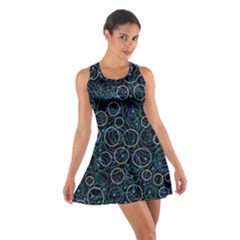 Blue Abstract Decor Cotton Racerback Dress