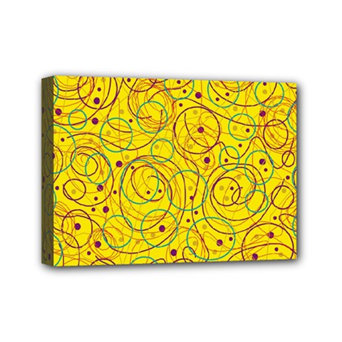 Yellow Abstract Art Mini Canvas 7  X 5 