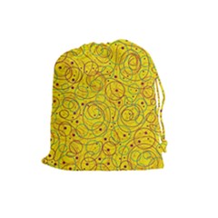 Yellow Abstract Art Drawstring Pouches (large) 