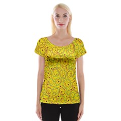 Yellow Abstract Art Women s Cap Sleeve Top by Valentinaart