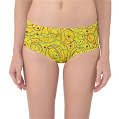 Yellow Abstract Art Mid-waist Bikini Bottoms