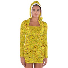 Yellow Abstract Art Women s Long Sleeve Hooded T-shirt by Valentinaart