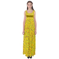 Yellow Abstract Art Empire Waist Maxi Dress by Valentinaart