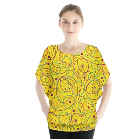 Yellow Abstract Art Blouse by Valentinaart