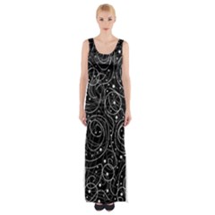 Black And White Magic Maxi Thigh Split Dress by Valentinaart