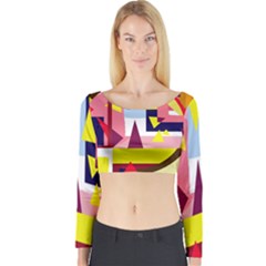 Colorful Abstraction Long Sleeve Crop Top by Valentinaart