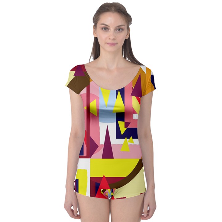 Colorful abstraction Boyleg Leotard 