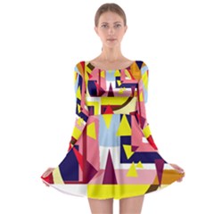 Colorful Abstraction Long Sleeve Skater Dress