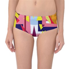 Colorful Abstraction Mid-waist Bikini Bottoms