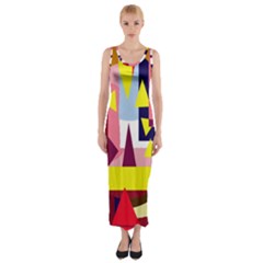 Colorful Abstraction Fitted Maxi Dress