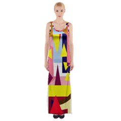 Colorful Abstraction Maxi Thigh Split Dress